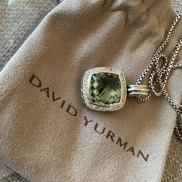 David Yurman Jewelry - Excellent Condition David Yurman Albion Pendant 11mm Prasiolite Diamond Necklace